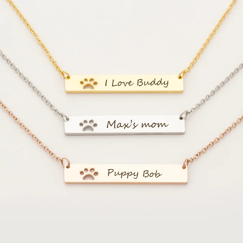 Dog Name Paw Print Necklace - Personalized Dog Mom Necklace - Image 5