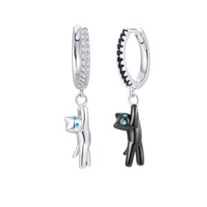 WHITE AND BLACK CAT EARRING FOR GIRLS