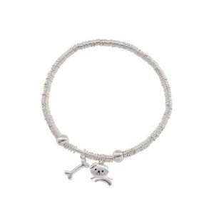 IRREGULAR SILVER CAT CHARM BRACELET