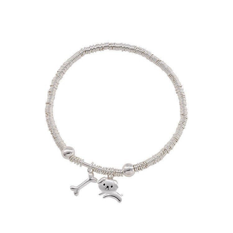 IRREGULAR SILVER CAT CHARM BRACELET