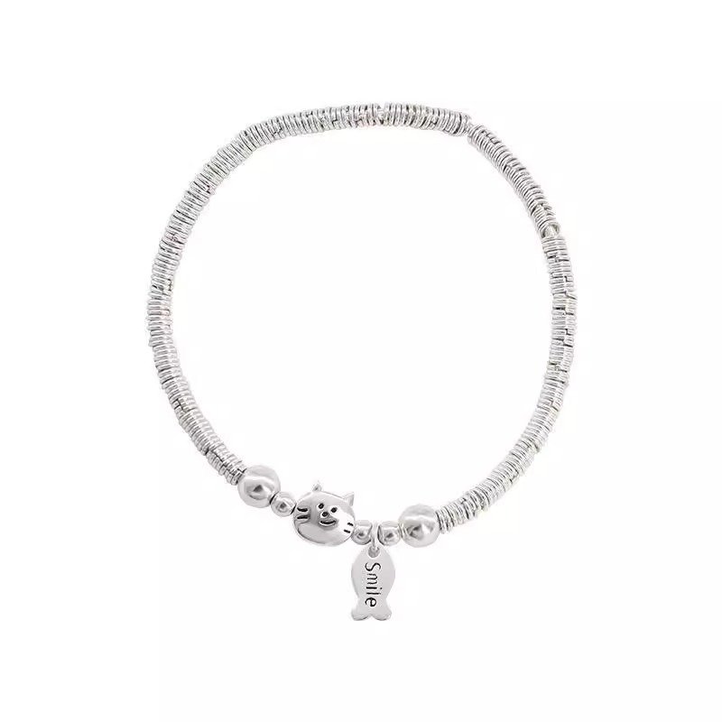 IRREGULAR SILVER CAT CHARM BRACELET - Image 3