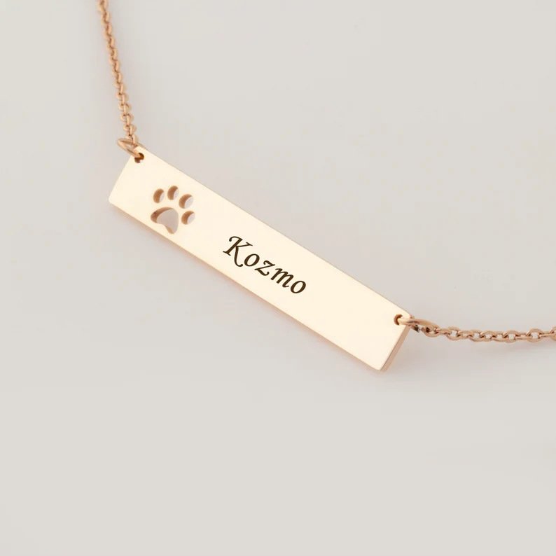 Dog Name Paw Print Necklace - Personalized Dog Mom Necklace - Image 2