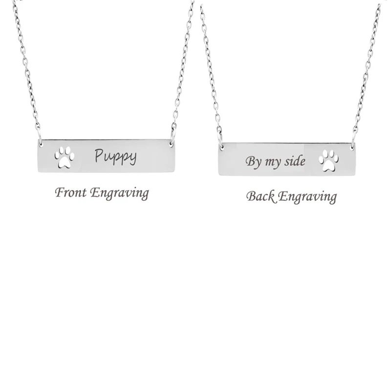 Dog Name Paw Print Necklace - Personalized Dog Mom Necklace