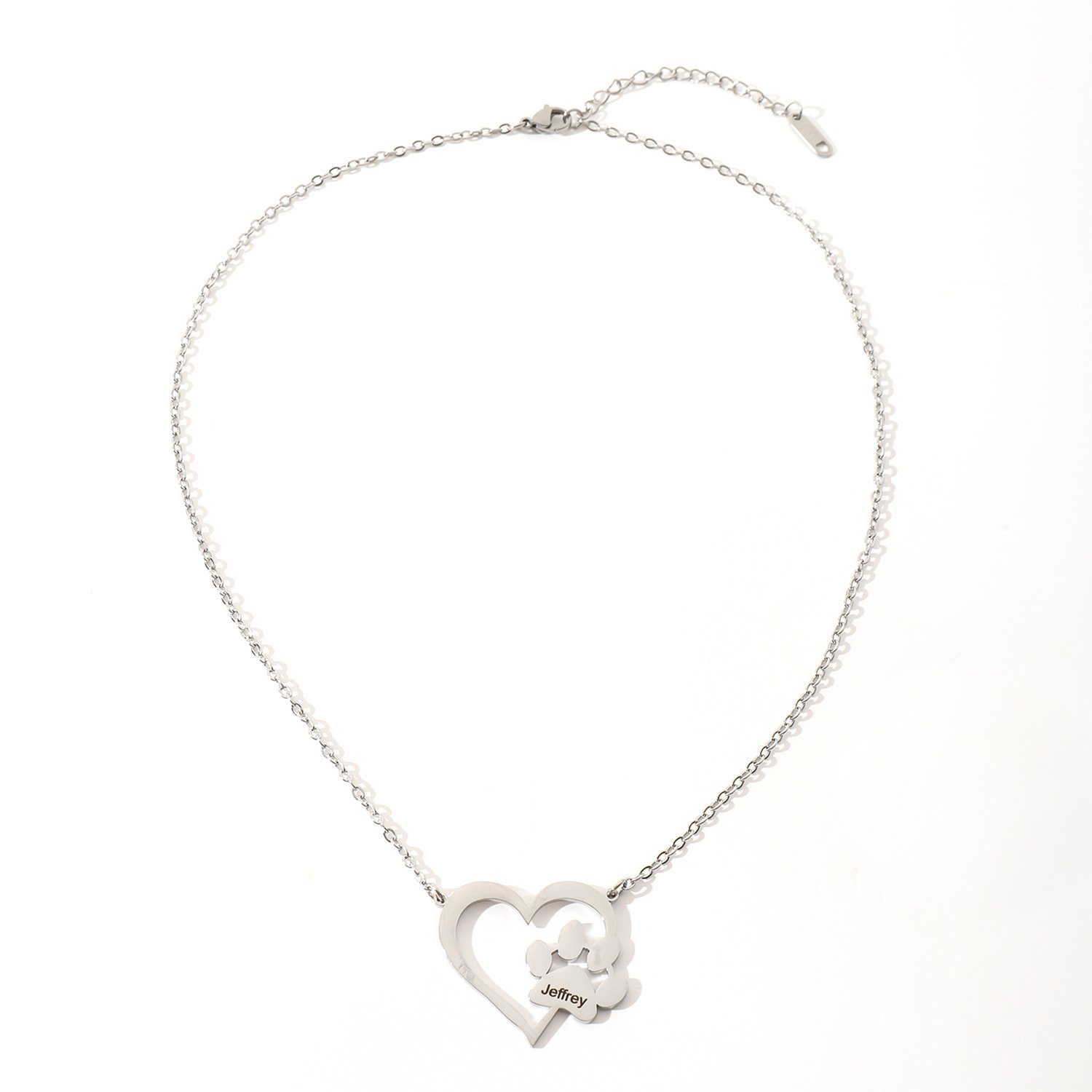 Personalised Sterling Silver Heart&Dog Paw Necklace Jewelry For Pet Lover - Image 2