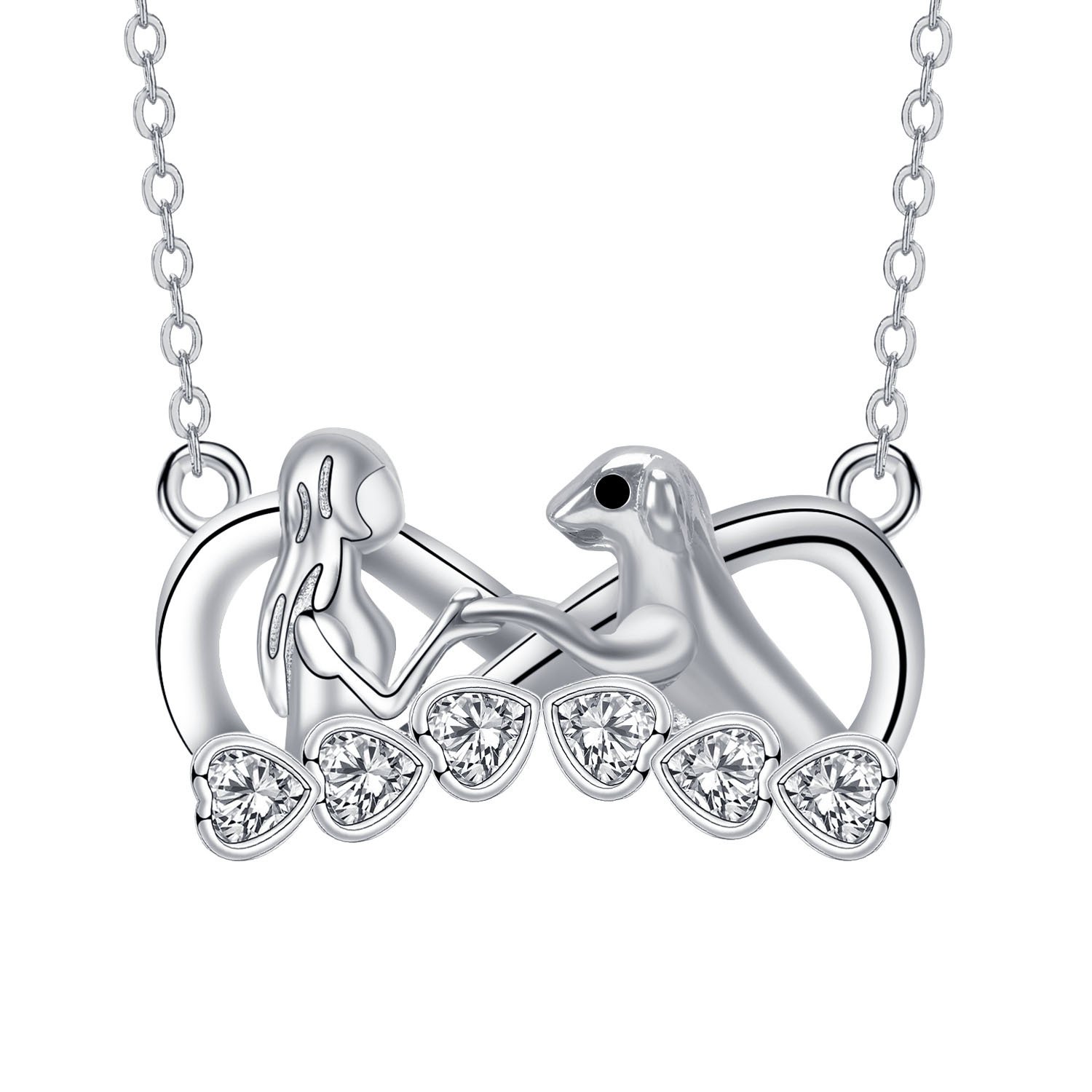 Sterling Silver 925 Dog Pendant Necklace for Girls and Women - Dog Lover's Animal Jewellery