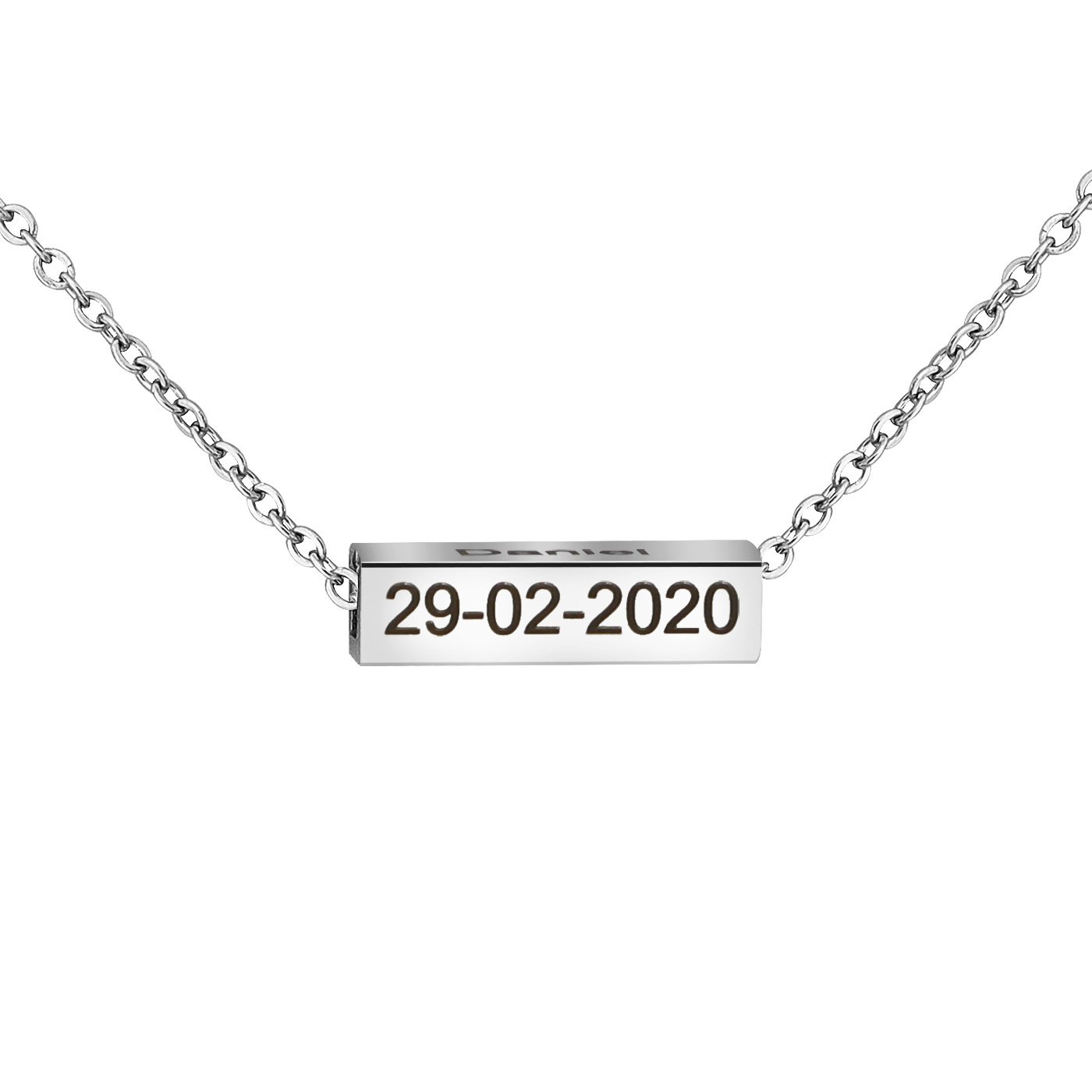 Personalized 3D Vertical Bar Necklace Engraved Pet Name Name/Date - Image 6