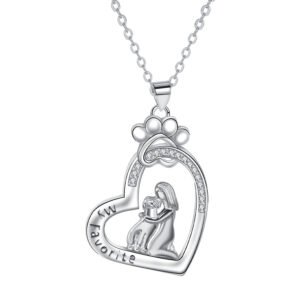 Sterling Silver Dog Necklace  - Always in My Heart Pendant Puppy Jewelry Gift for Mom Dog Lover