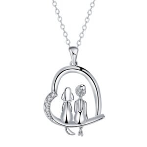 Sterling Silver Woman and Dog Necklace – Best Friend Pendant for Pet Lovers