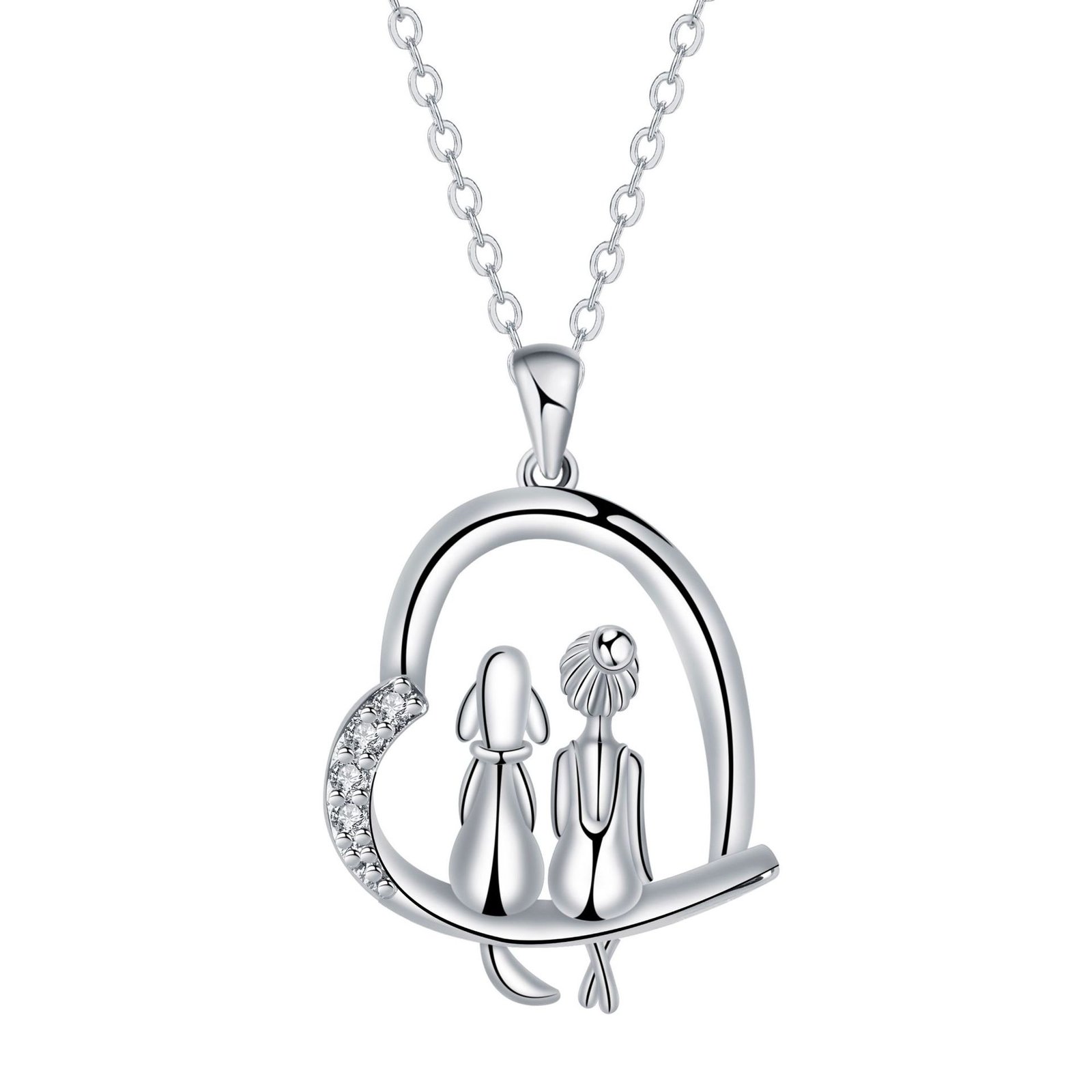 Sterling Silver Woman and Dog Necklace – Best Friend Pendant for Pet Lovers
