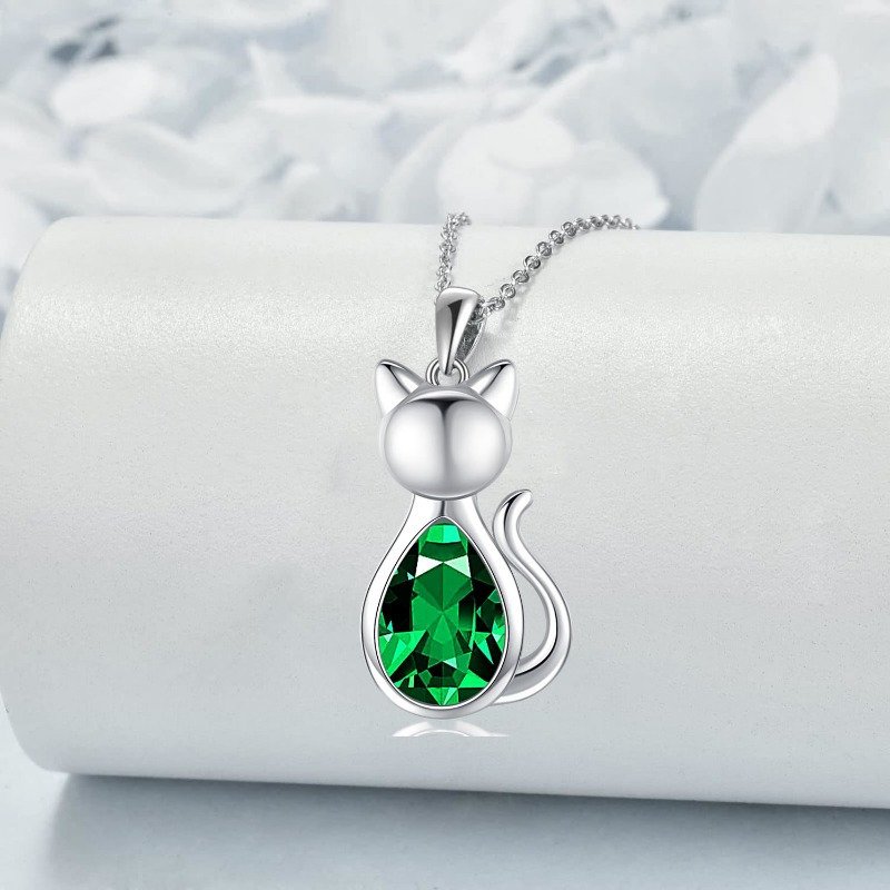 Sterling Silver Cat Birthstone Necklace Jewelry Gifts - Image 7