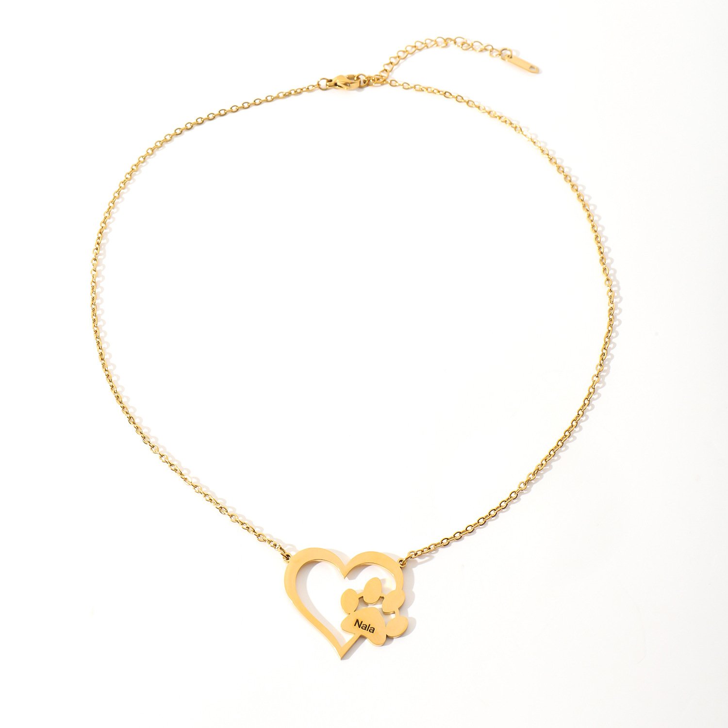 Personalised Sterling Silver Heart&Dog Paw Necklace Jewelry For Pet Lover - Image 3