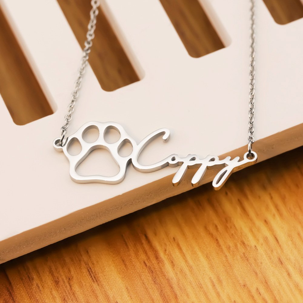 Personalised Pet Paw Necklace, Customized Pet Name Necklace Pet Lovers Gifts - Image 3