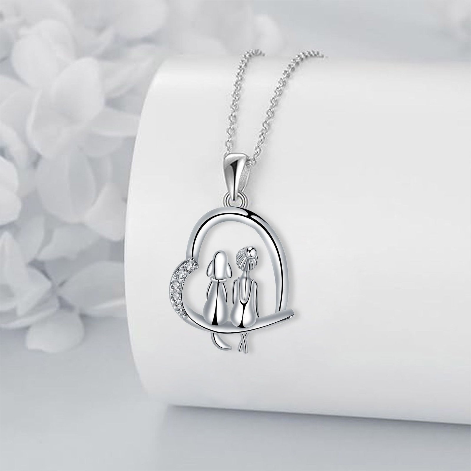 Sterling Silver Woman and Dog Necklace – Best Friend Pendant for Pet Lovers - Image 2