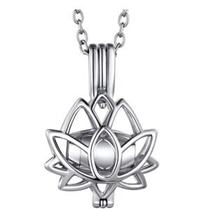 Lotus Flower Pandent Necklace For Pet Ashes/Fur For Memory