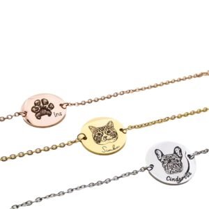 Personalized Sterling Silver Pet Bracelet Engraved With Pet Photos