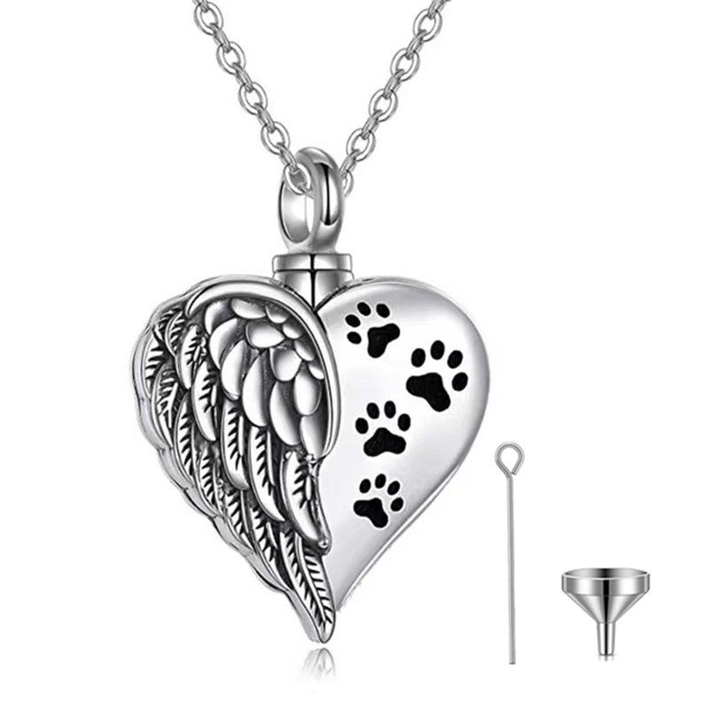 Pet Paw Jewelry With Angel Wings For Ashes of Dog/Cat Keepsake Pendant - Image 3