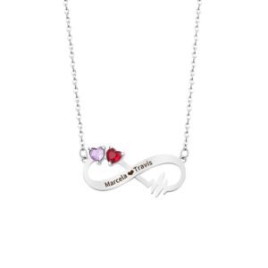 Personalized furry Names Necklace with Simulated Birthstones for Women Customized