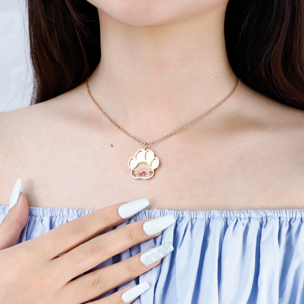 Customized Pet Pawprint Photo Necklace - Image 3