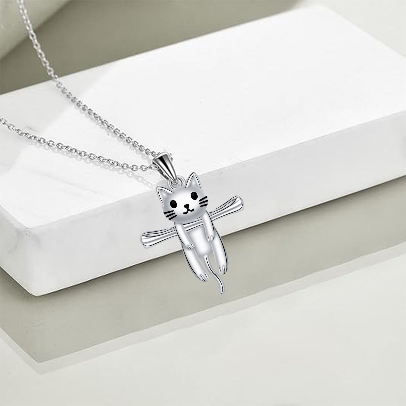 Cute Cat Hug Necklace in Sterling Silver – Gift for Cat Lovers and Pet Moms - Image 2